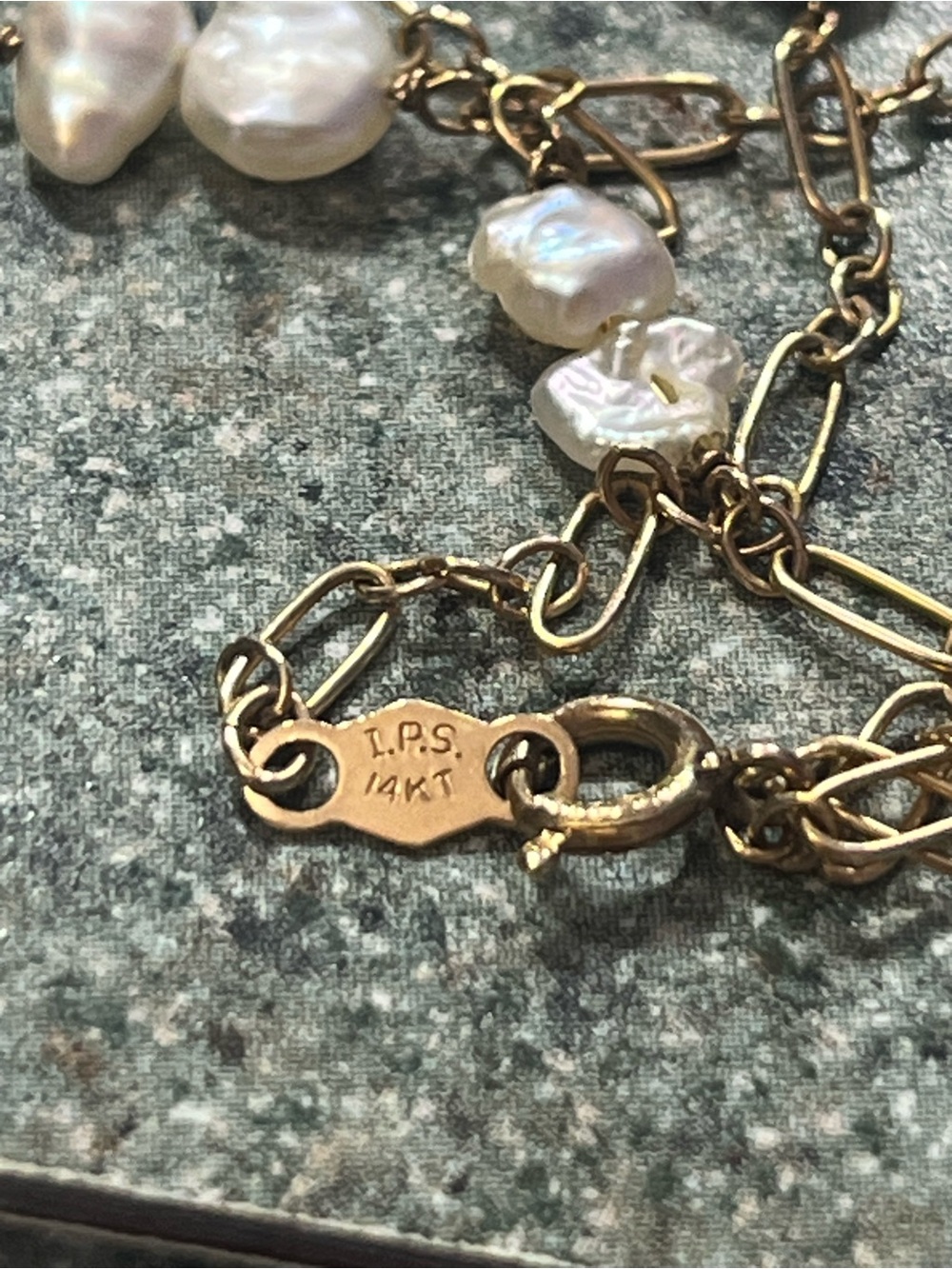 14K Gold Pearl Station Necklace - Picture 4 of 4